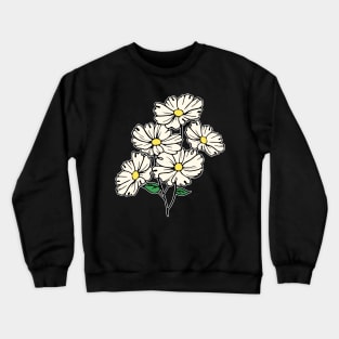 White Daisy floral Hand Drawn Gardening Gift Crewneck Sweatshirt